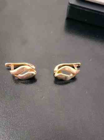 Золотые серьги-пусеты с английским замком 585 пр. - Материал: жёлтый Бишкек