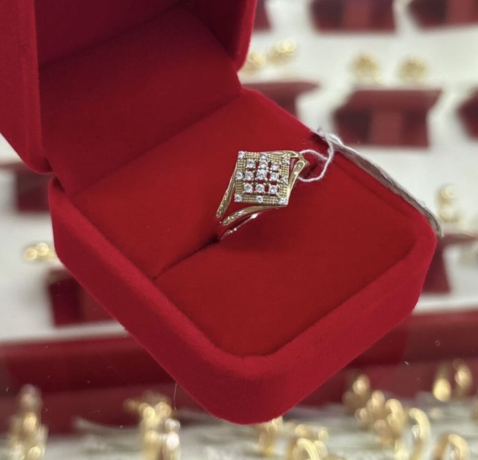 Кольцо, Коктейльное, Проба 585, Фианит, Новый Бишкек - изображение 1