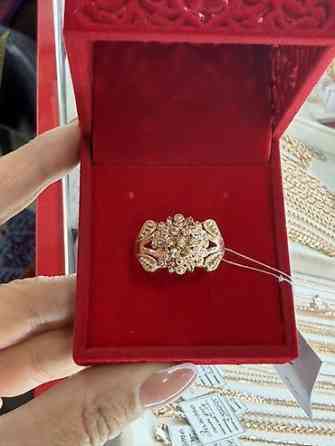 Золотое кольцо с резным узором “звёздочки” - Материал: жёлтое золото Бишкек