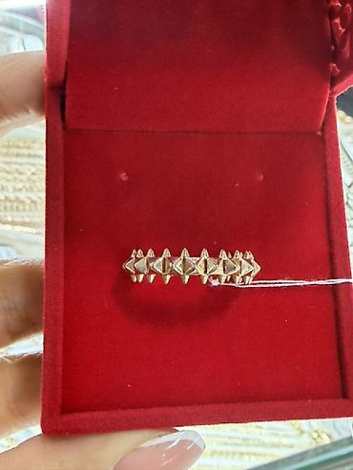 Золотое кольцо с резным узором “звёздочки” - Материал: жёлтое золото Бишкек - изображение 4