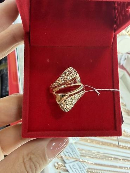 Золотое кольцо с резным узором “звёздочки” - Материал: жёлтое золото Бишкек - изображение 31