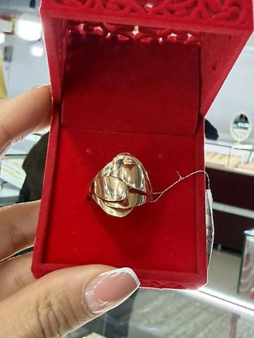 Золотое кольцо с резным узором “звёздочки” - Материал: жёлтое золото Бишкек - изображение 12