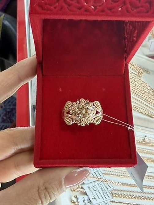 Золотое кольцо с резным узором “звёздочки” - Материал: жёлтое золото Бишкек - изображение 30