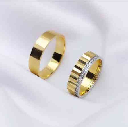 Кольцо, Обручальное, Проба 585, Унисекс, Циркон, Парный набор, Новый Бишкек