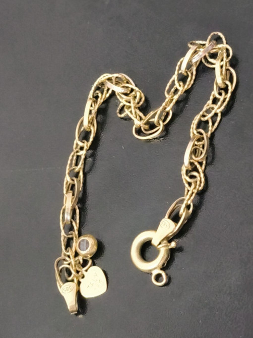 Золотой браслет с подвесками 585 пр.20 см - Материал: золото 585 Бишкек - изображение 1