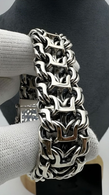 Массивный мужской браслет из Серебра 925 пробы Изготовление под Заказ Бишкек - сүрөт 1