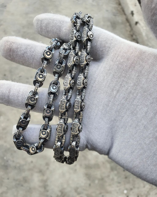 Массивная серебряная цепь. Серебро 925 проба Есть три размера на 1м Бишкек - изображение 1