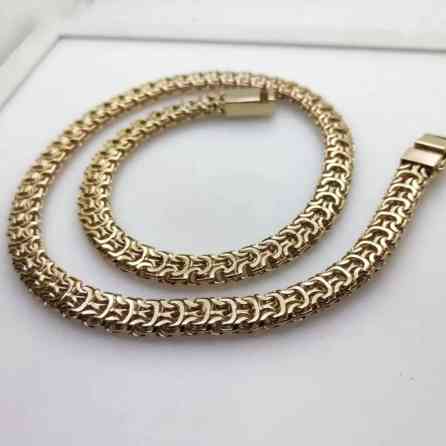 Массивная золотистая цепь, выполненная в плетении «Рамзес». Прочный и Бишкек