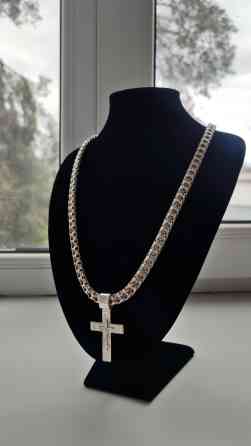 Серебряная цепочка с крестиком. Цепочка выполнена в плетении «Рамзес» Бишкек