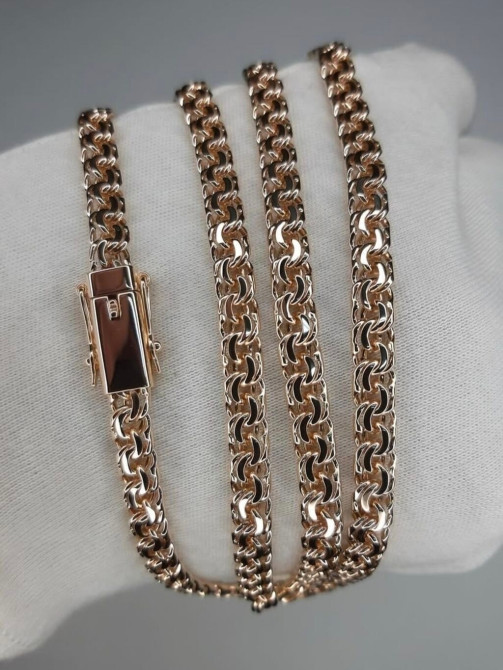 Золотая цепочка плетения «Бисмарк» из красного золота 585 пробы Бишкек - изображение 1