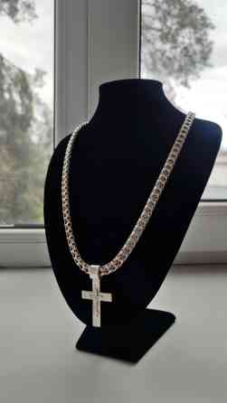 Серебряная цепочка с крестом. Цепочка выполнена в плетении «Рамзес» Бишкек
