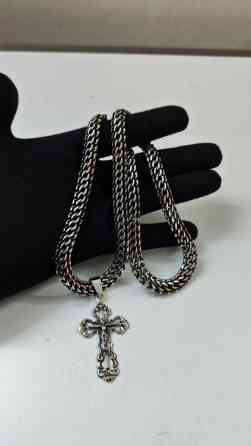 Цепочка с крестом из серебра 925 Плетение цепочки плотное, объёмное Бишкек