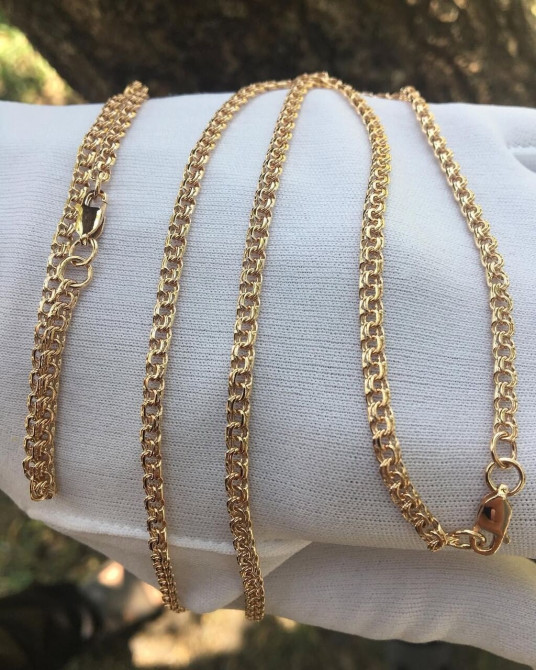 Золотая цепочка с плетением «бисмарк». Прочное и элегантное украшение Бишкек - изображение 1