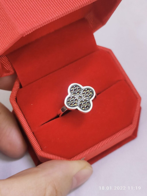 Серебряный кольцо Серебро с марказидами 925/ пробы Для заказа пишите Бишкек - изображение 1