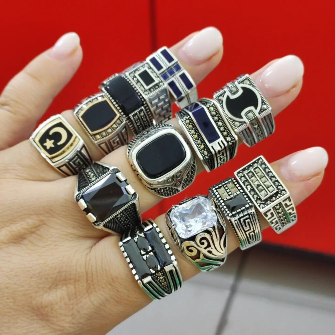 Новая коллекция Мужские кольцы Серебро с марказидами 925 пробы Bishkek - photo 1