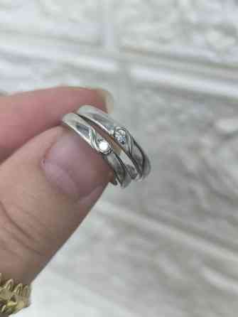 Пара серебряных колец с вставками - Материал: белый металл, визуально Бишкек