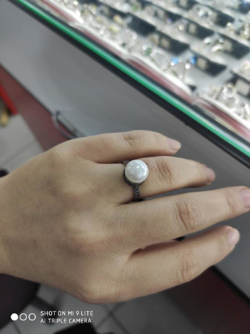 Кольцо Жемчуг. Серебро с марказидами. Производитель Тайланд. Размеры Бишкек - изображение 1