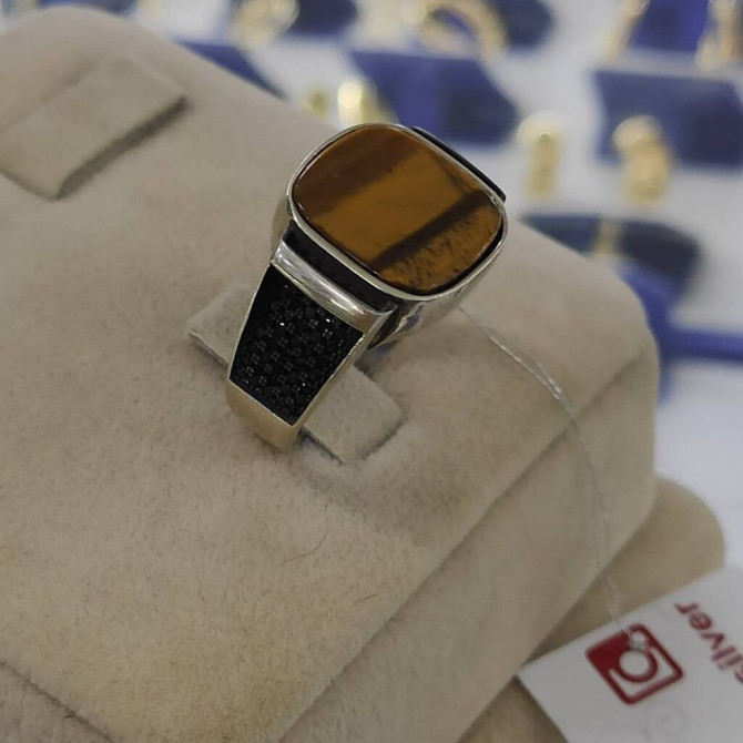 Серебряный кольцо Мужская Печатка Серебро с марказидами 925 пробы Бишкек - изображение 1