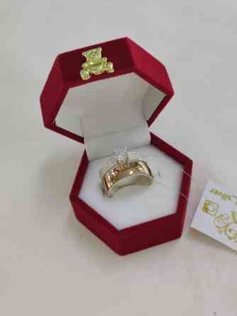 Серебряный кольцо 2в1(кольцо+ обручальное) Серебро напыление золото Бишкек