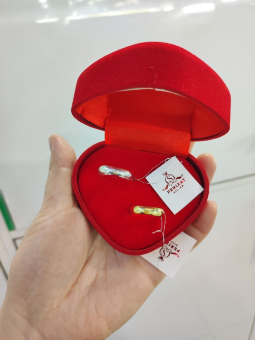 Серебряное обручальные кольцы Серебро напыление жёлтое золото 925 Bishkek - photo 1