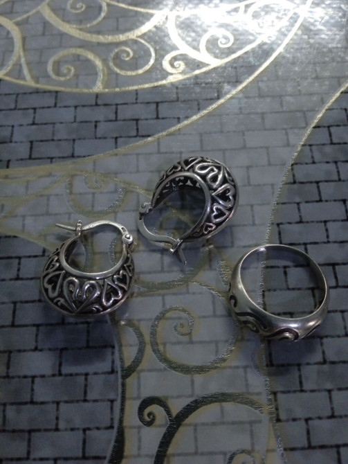 Продаю наборы серебро Серги с кольцами 925пробы Бишкек - изображение 1