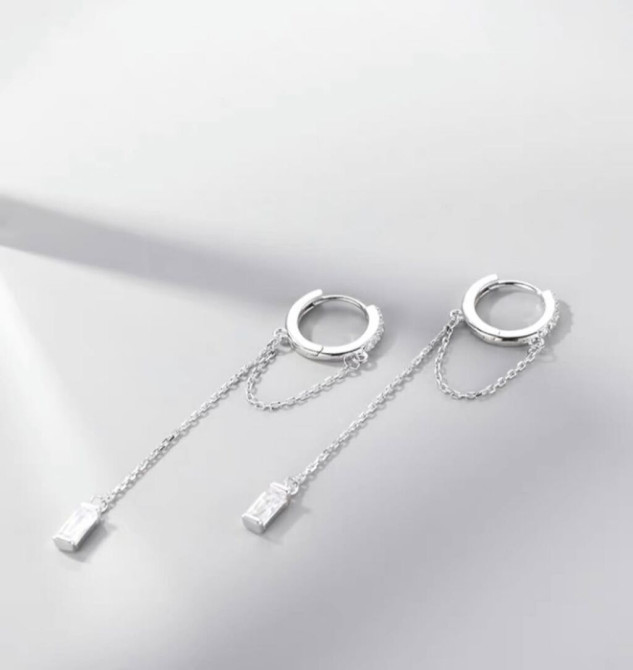 Серебряные серьги, Проба 925, Циркон, Женские, Новый Бишкек - изображение 1