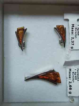 Серебряные серьги, Проба 925, Янтарь, Женские, Новый Бишкек