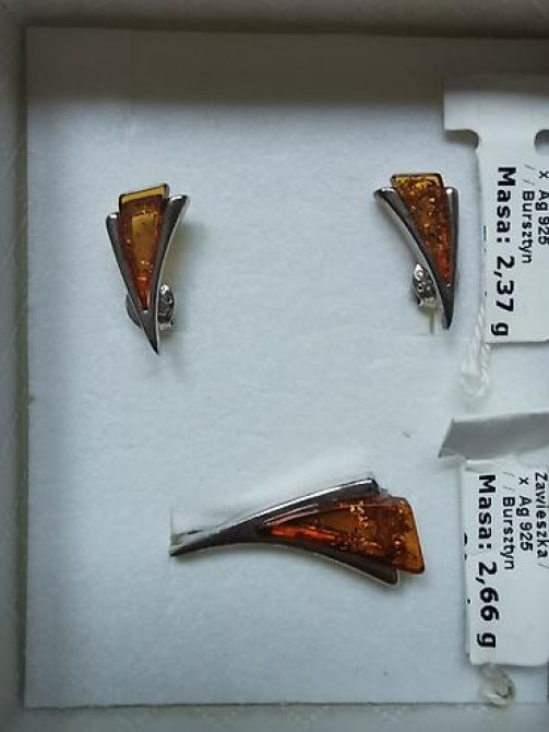 Серебряные серьги, Проба 925, Янтарь, Женские, Новый Бишкек - изображение 3