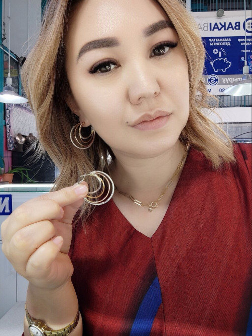 Серебряный Серьги Конго Серебро напыление жёлтое золото 925 пробы Bishkek - photo 1