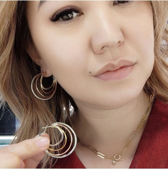 Серебряный Серьги Конго Серебро напыление жёлтое золото 925 пробы Bishkek - photo 1