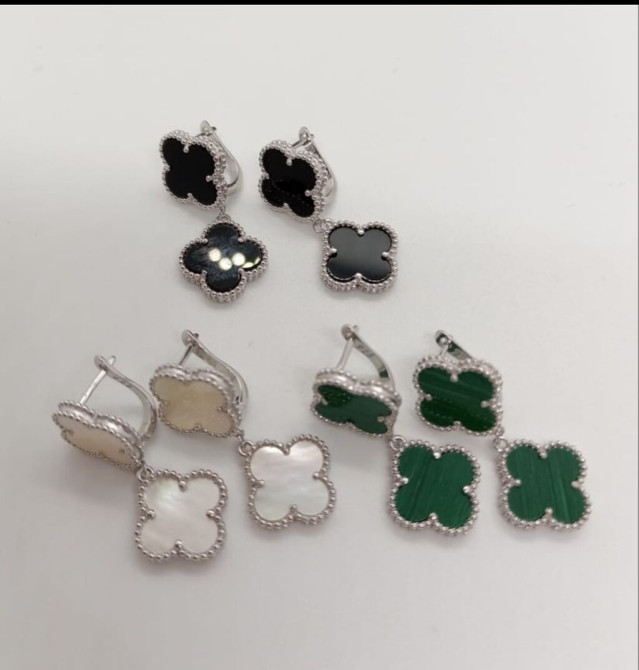 Серебро Италия Ванклиф Серебряные Серьги Цена за 1шт 2500сом Есть Бишкек - изображение 1