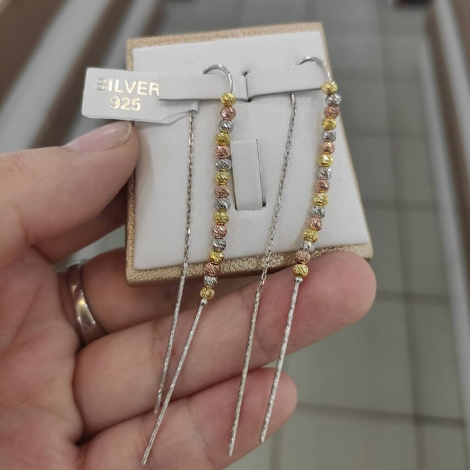 Италия Очень красивый и нежный Серьги Серебро под золото 925 пробы Бишкек - изображение 1