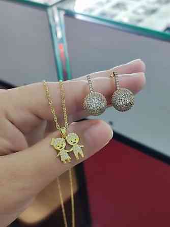 Серебро Италия Серебряный Серьги+ Цепочка с подвеской Цена 4500сом Бишкек