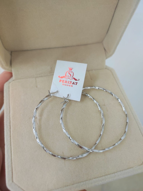 Серебряные серьги, Проба 925, Без вставки, Женские, Новый Бишкек - изображение 1