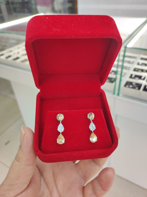 Серебряные серьги, Проба 925, Циркон, Женские, Новый Бишкек - изображение 1