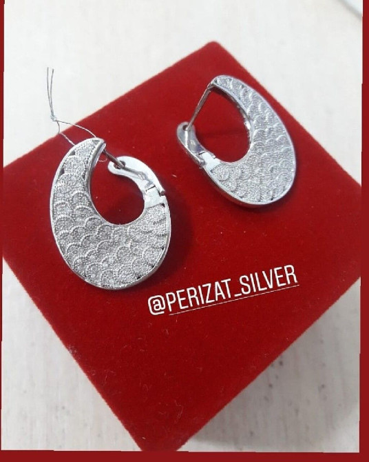 Серебряные серьги, Проба 925, Женские, Новый Бишкек - изображение 1