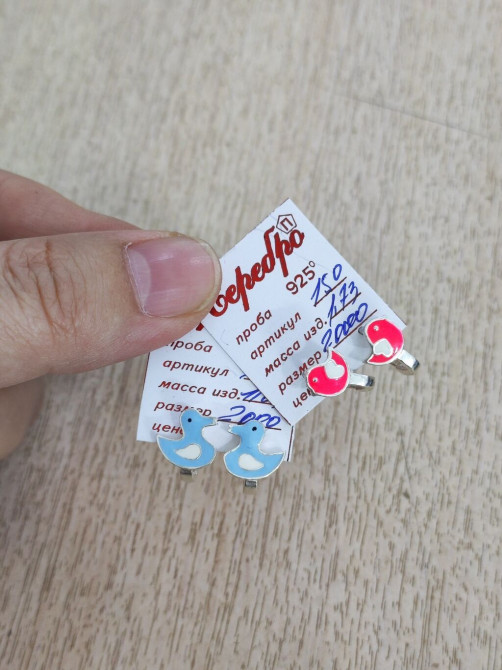 Серебряные серьги, Проба 925, Детские, Новый Бишкек - изображение 1