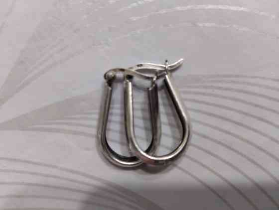 Серебряные серьги, Без вставки, Унисекс, Б/у Бишкек