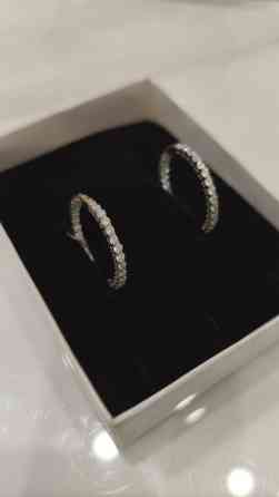 Серьги кольца серебро 925 пробы с цирконами, снаружи и внутри Бишкек