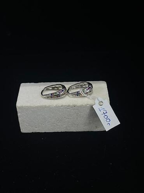 Элегантные серьги-кольца серебристого цвета, украшенные россыпью Бишкек - изображение 4