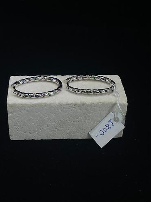 Элегантные серьги-кольца серебристого цвета, украшенные россыпью Бишкек - изображение 34