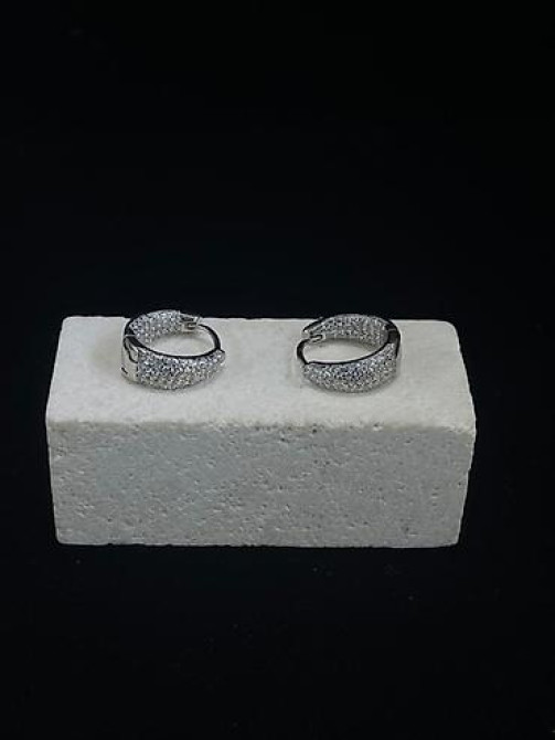 Элегантные серьги-кольца серебристого цвета, украшенные россыпью Бишкек - изображение 32