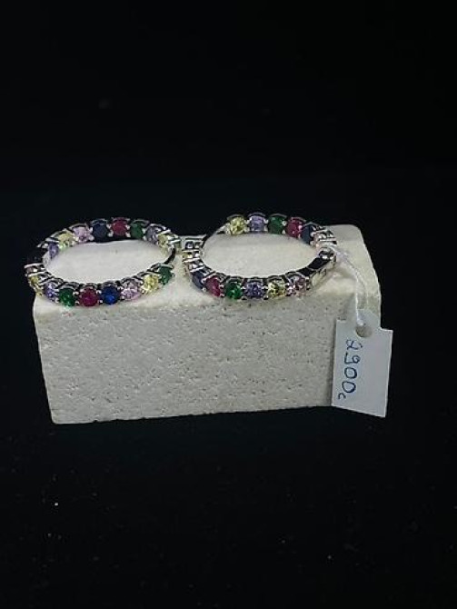 Элегантные серьги-кольца серебристого цвета, украшенные россыпью Бишкек - изображение 23