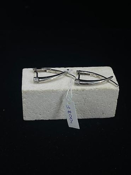 Элегантные серьги-кольца серебристого цвета, украшенные россыпью Бишкек - изображение 17