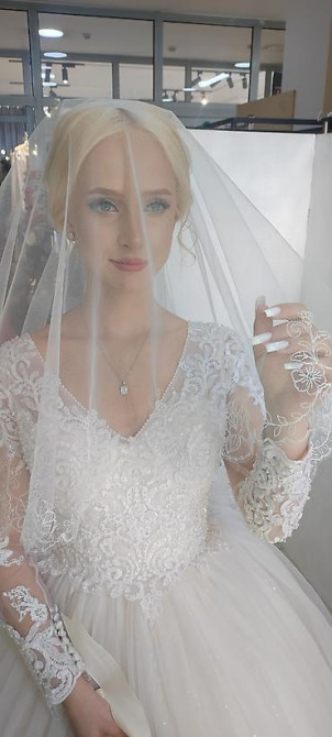 Свадебное платье, Пышная модель, 44, 46 (M), цвет - Айвори, Рукава: Длинные, С подъюбником Бишкек - изображение 5