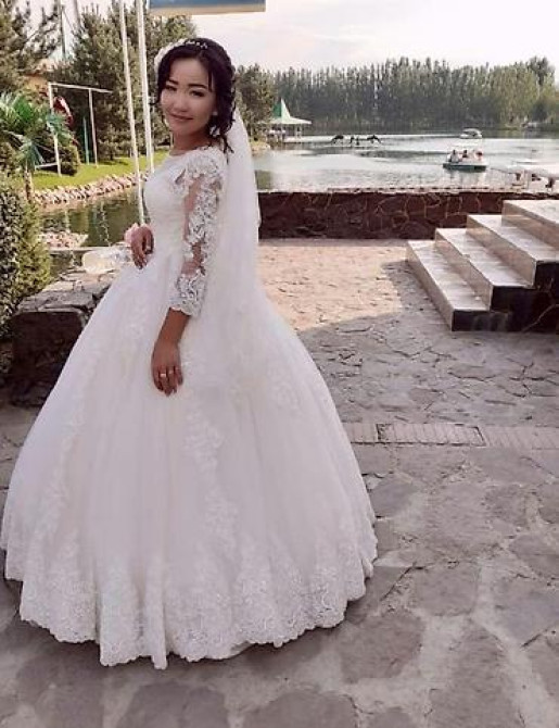 Свадебное платье, Пышная модель, 44, 46 (M), цвет - Айвори, Рукава: Длинные, С подъюбником Бишкек - изображение 19