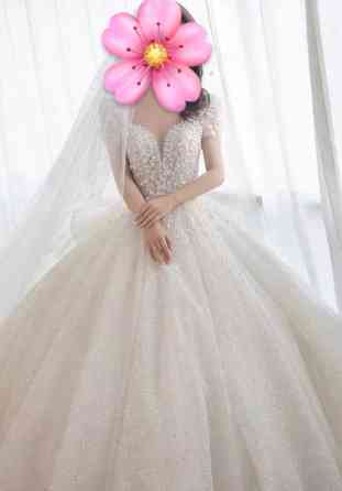 Свадебное платье, Пышная модель, 44, 46 (M), цвет - Белый, Рукава: Короткие, С корсетом Бишкек