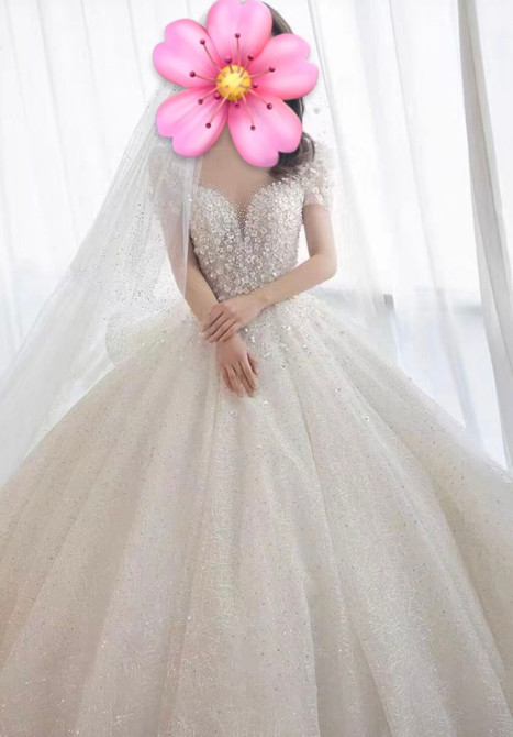 Свадебное платье, Пышная модель, 44, 46 (M), цвет - Белый, Рукава: Короткие, С корсетом Бишкек - изображение 1