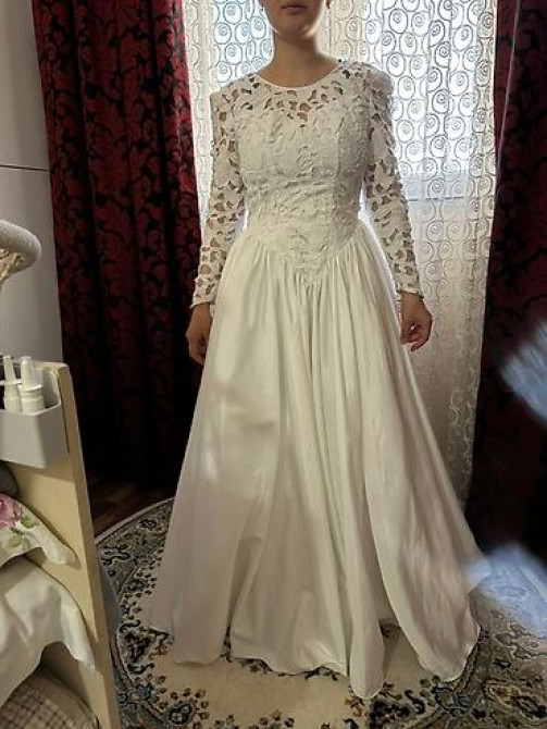 Свадебное платье, Пышная модель, цвет - Белый, Рукава: Кружевные, Со шлейфом Бишкек - изображение 12