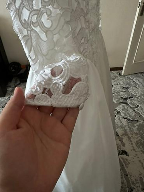 Свадебное платье, Пышная модель, цвет - Белый, Рукава: Кружевные, Со шлейфом Бишкек - изображение 28